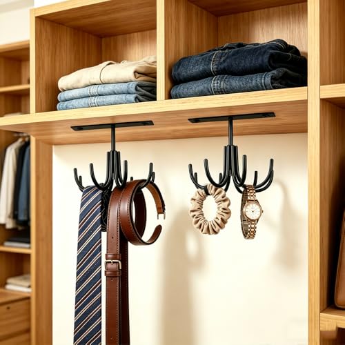 Metal Under Cabinet Kitchen Utensil Hooks (Metal-black)