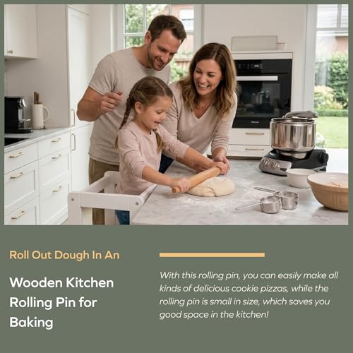 Wooden Rolling Pin for Baking (17.5in Beech French Rolling pin)