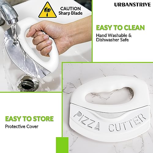Pizza Cutter with Blade Cover Stainless Steel Upgraded Sharper Blade White (White)