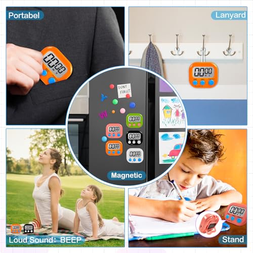 54 Pcs Kitchen Timer Bulk with Small Magnetic Backing Stand Liubeili Digital Timers Manual Electronic Alarm Clock Visual LCD Display for Teacher Toothbrush Exercise Oven Classroom Baking