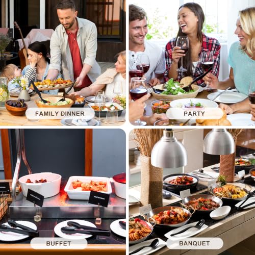 Plastic Serving Utensils Set Disposable Tongs Spoons for Buffet (Black / 18Pcs-Style 2)