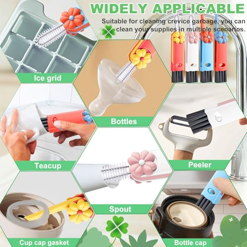 3 in 1 Cup Lid Cleaning Brush (Blue, Orange, Pink, Red(4pcs))