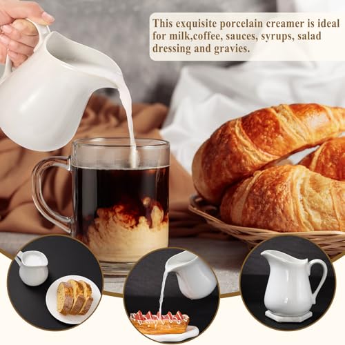 2 Pcs 16 oz Ceramic Creamer Pitcher with Handle (16 oz)