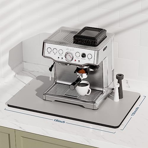 Coffee Mat 12"x19" Coffee Bar Mat for Coffee Station Accessories and Organizer (A-Space Gray / 12" x 19")