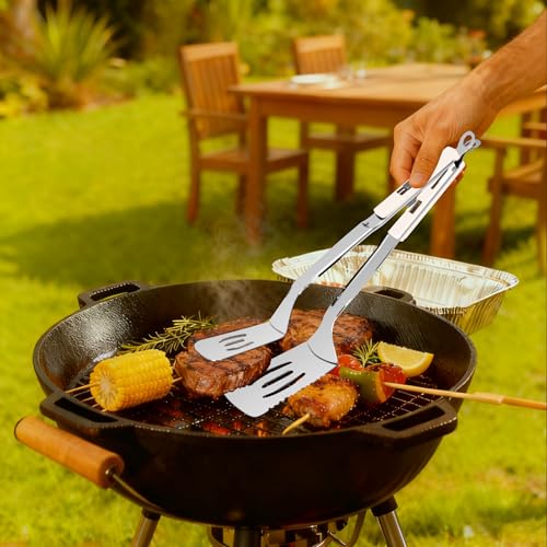 13.5 inch Stainless Steel Tongs for Cooking (13.5 Inch / White)