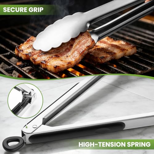 Grill Tongs 17 Inch Extra Long Stainless Steel BBQ Tongs (17", 2PCS)