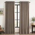 90 inch Long Linen Blackout Curtains 2 Panels for Bedroom Living Room 100% Black Out Linen Texture Curtain Elegant Farmhouse Window Drapes with Back Tab Rod Pocket Room Darkening Drape Taupe (Faux Linen / 52"W x 90"L (Pack of 2))