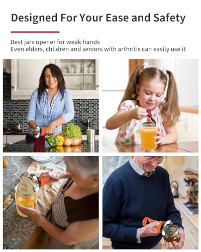 Mason Jar Opener Tool with Soft Touch Handle (Orange)