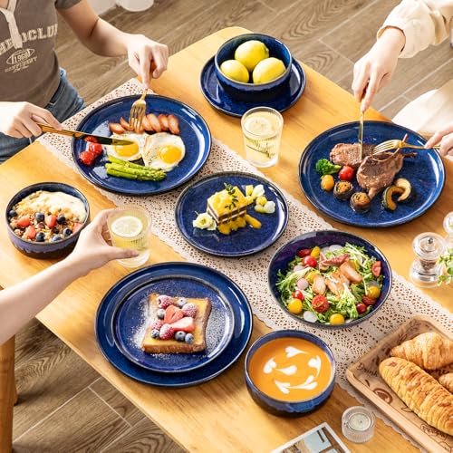 Starry Plates and Bowls Sets for 6 (Blue / 24 Pcs (Service for 6))