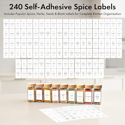 Glass Spice Jars with Label (White Labels)