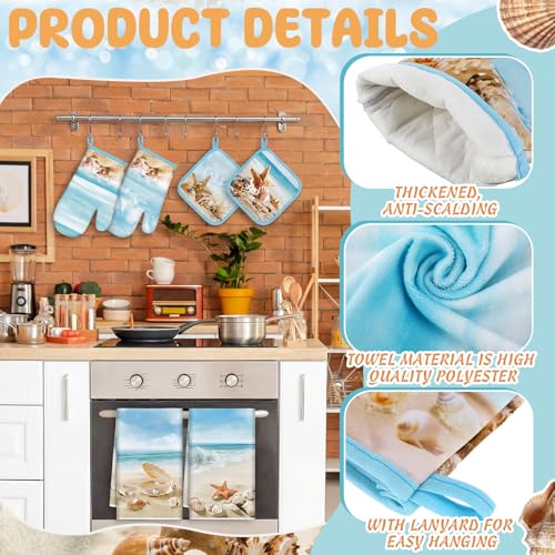 12 Pcs Beach Seashell Kitchen Accessories Set Coastal Style (Beach)