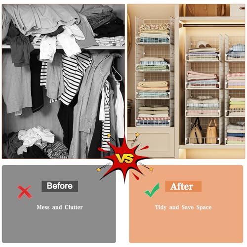 5 Tier Stackable Closet Storage Shelves (White / 5-Tier)