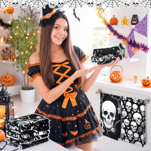 6 Pcs Halloween Kitchen Towels (Halloween Skeleton)