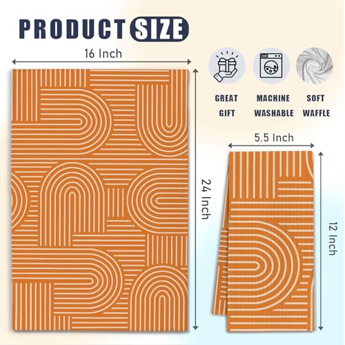 Abstract Boho Orange Kitchen Towels (Orange / Casual)