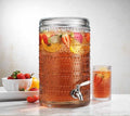 Glavers 2 Gallon Beverage Dispenser Clear Glass Hobnail Beaded Jug