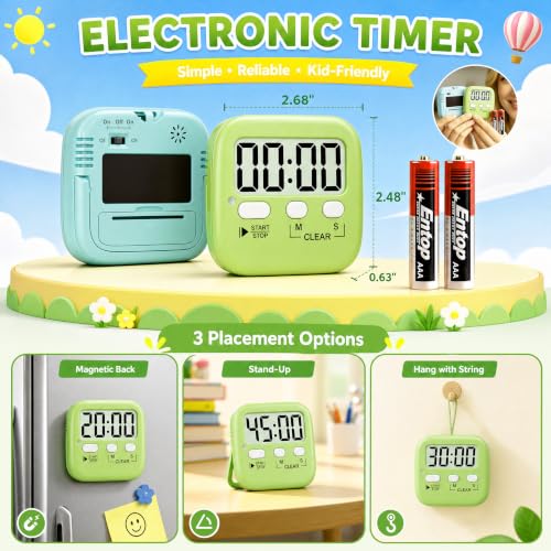 2 Pack Digital Timer for Kids Classroom Kitchen Timers for Cooking (2 * Amazing Macaron ( 98%+choice for Kids ))
