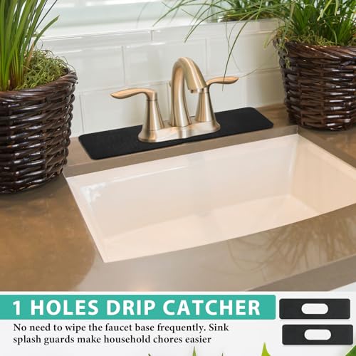 2 Pcs Faucet Mat Bathroom Sink Splash Guard (Black)