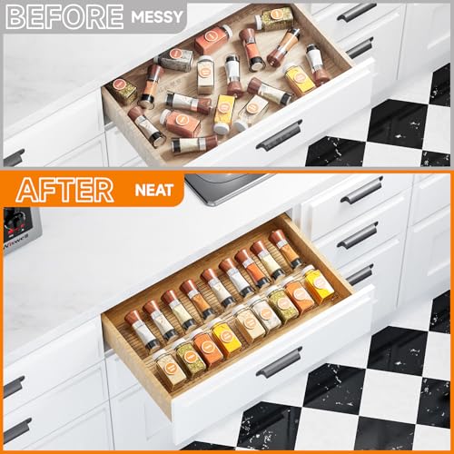4 Pack Adjustable In Drawer Spice Organizer (4PCS-11'' to 22'')