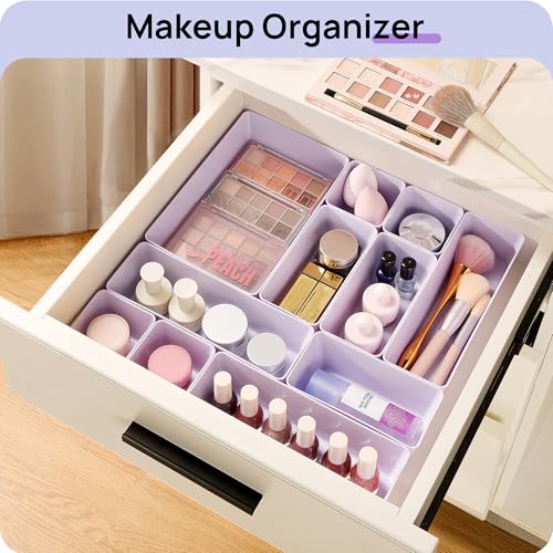25 Pack Plastic Drawer Organizers with Non (Lilac)