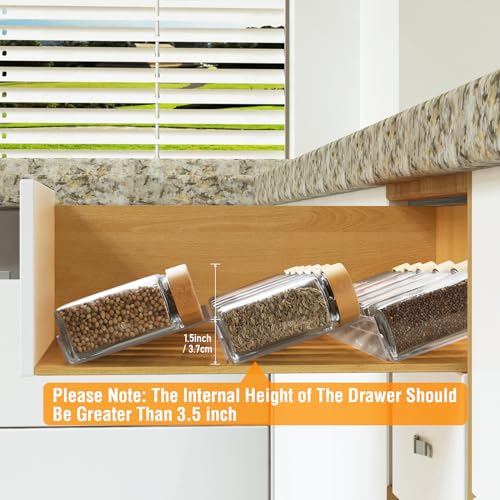 Spice Drawer Organizer 4 Tier (Large / Clear 4 Pack)