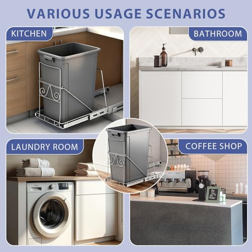 Pull Out Trash Can Under Cabinet for 7 (Silver01)