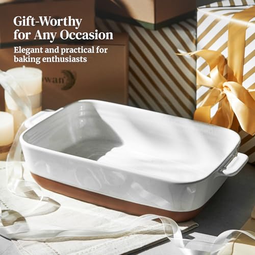 Ceramic Casserole Dish for Oven (Alabaster & Terracotta)
