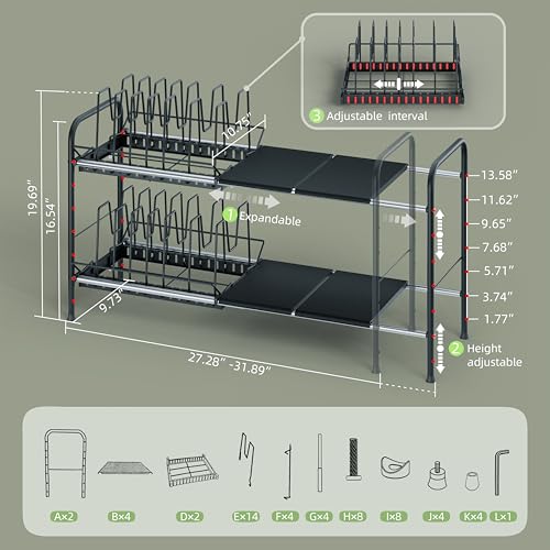 Expandable Under Sink Organizer (Black / Multi-functional with 2 pot holders)