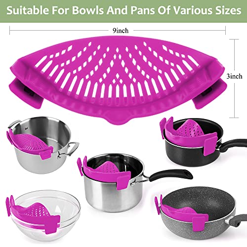 Clip on Strainer for Pots Pan Pasta (Purple)