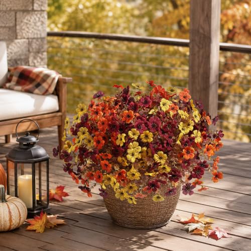 Artificial Fall Flowers Faux Mums (3 Fall Colors)
