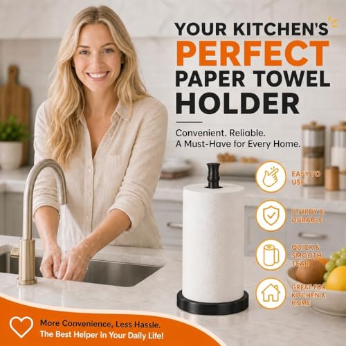Black Paper Towel Holder Countertop (Black)