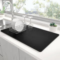 Dish Drying Mat for Kitchen Counter (A-jet black / 15" x 24")