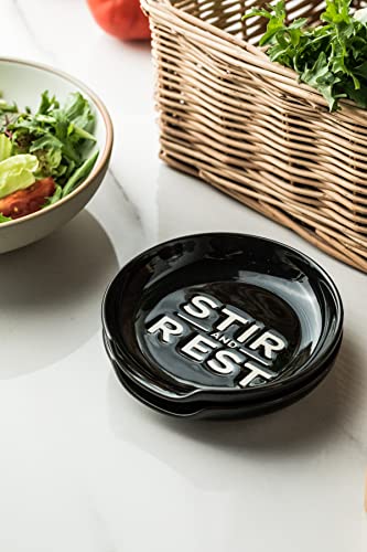 Ceramic Spoon Rest for Stove Top (Black/White)