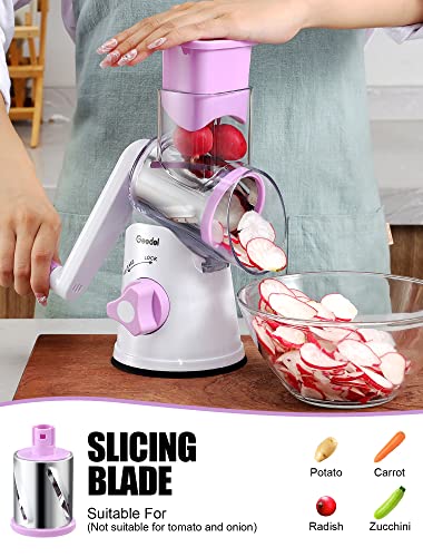 Rotary Cheese Grater Hand Crank (Purple / 3 Blades)