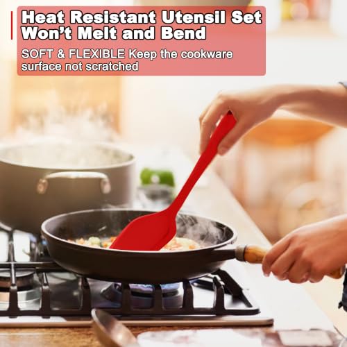 10 Pieces Silicone Cooking Utensils Set (10 Pieces / Red)
