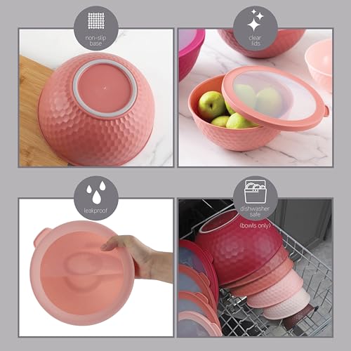 Mixing Bowls with Lids (Rose Embossed)