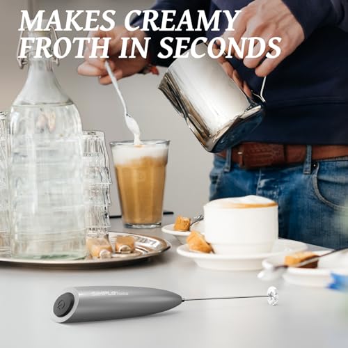 Milk Frother Handheld Electric Foam Maker Battery Operated (Silver)
