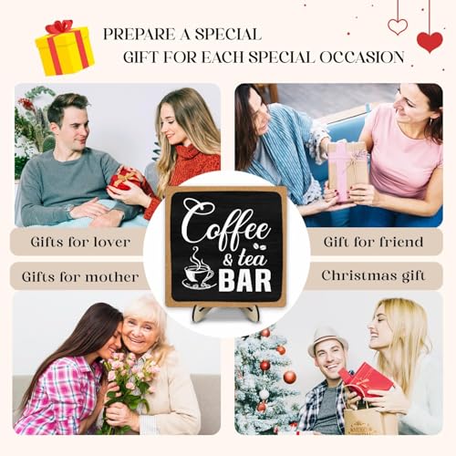 Coffee Bar Sign Plaque Decor (Black&Grown / 5.9 x 5.9 x 0.32 inches)