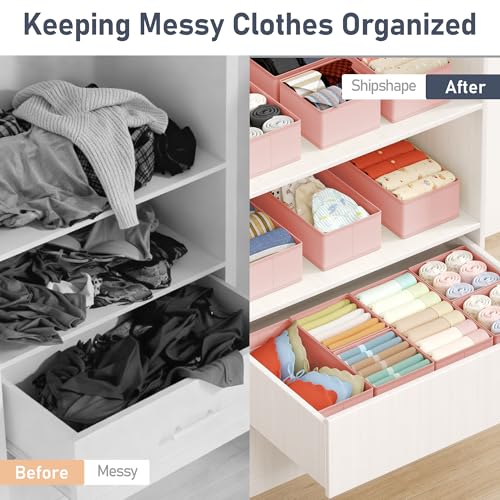 Drawer Organizer Clothes Storage (Pink / 18 Pack)