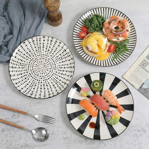 Ceramic Dessert Plates 8 Inch (8 inch / Black)