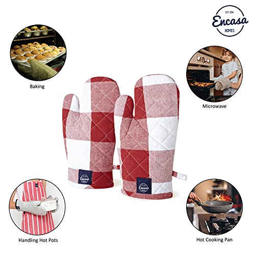 Oven Mitts Heat Resistant Kitchen Gloves (Oven Gloves / Buffalo Red Checks)