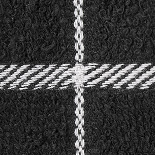 Premium 100% Cotton Terry Check Kitchen Dish Cloths (Black / 6-Pack - Dish Cloths)