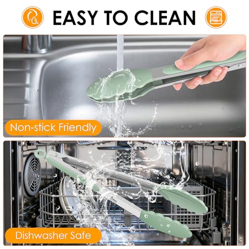 Silicone Kitchen Tongs for Cooking (Light Green)