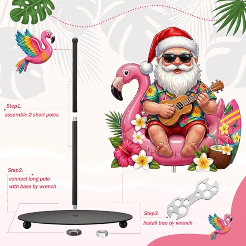 Christmas in July Paper Towel Holder Summer Christmas Kitchen Bathroom Decor Hawaiian Tropical Flamingo Santa Dispenser Kitchen Paper Holder Stand for Xmas in July Countertop Toilet Home Decor (July Christmas)