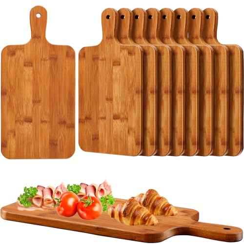 10 Pcs Cutting Boards with Handle (15.7"L x 7.8"W / Carbonized Bamboo)