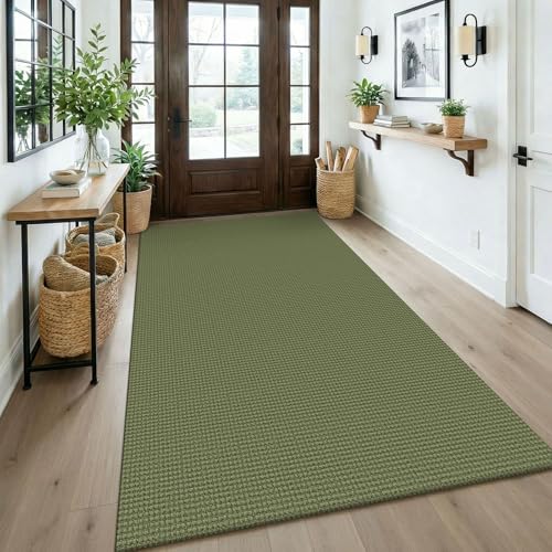Washable 4x6 Entry Woven Area Rug (Olive Green/Earthy Green / 4' x 6' (Rectangular))