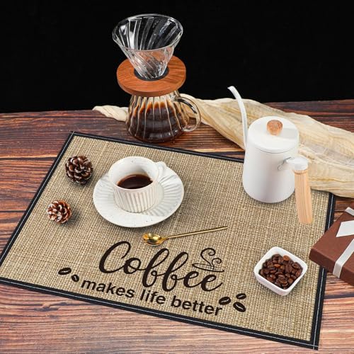 2 Pcs 20 x 14 Inch Coffee Placemats for Countertop (Cute Style)