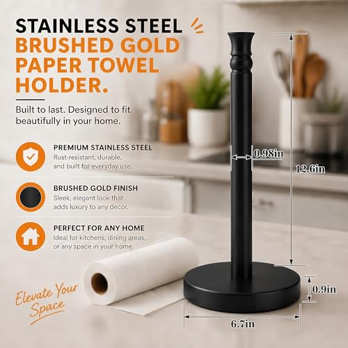 Black Paper Towel Holder Countertop (Black)