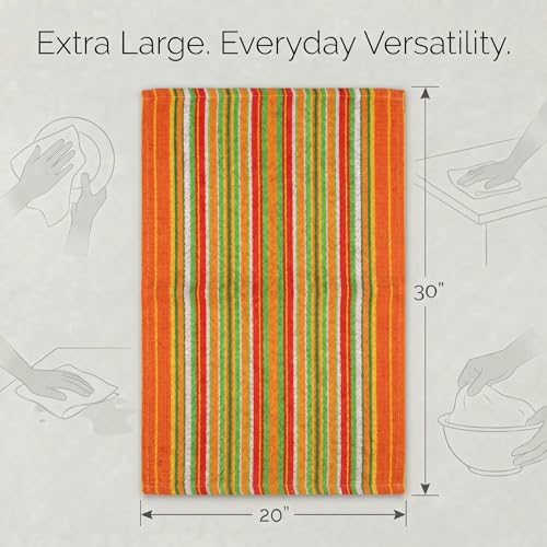 Kitchen Towels Cotton Dish Towels 20”x30” (20" x 30" (Set of 6) / 024 Orange - Stripes)