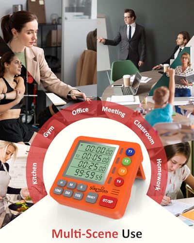Digital Kitchen Timer with 4 Channel (Orange)