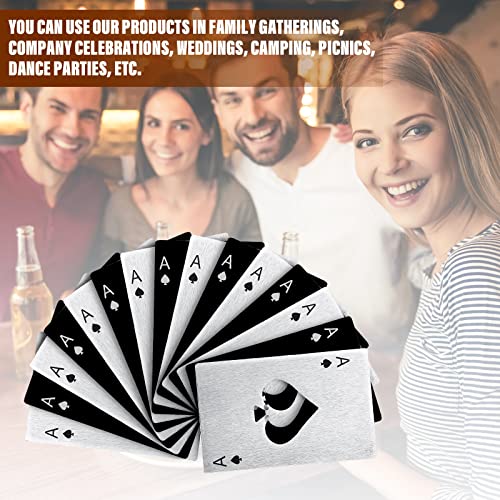 Poker Card Bottle Openers Stainless Steel Poker Card Beer Ace Bottle Cap Openers for Wedding Birthday Party Bridal Shower Table Tools Supplies (Silver, Black)